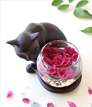 Amazon.co.jp: 花瓶 ガラス フラワーベース 猫 オブジェ 置物